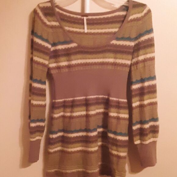 VINTAGE FREE PEOPLE STRIPED RETRO 70's STYLE BOHEMIAN SWEATER S - Picture 1 of 6